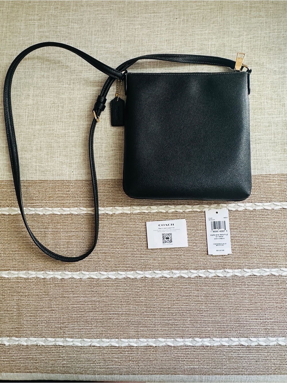 Coach Black Mini Rowan File Pebbled Leather Crossbody with Gold Accents - Picture 6 of 14